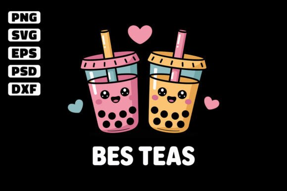 Bes Teas Svg, Kawaii Boba Drinks SVG