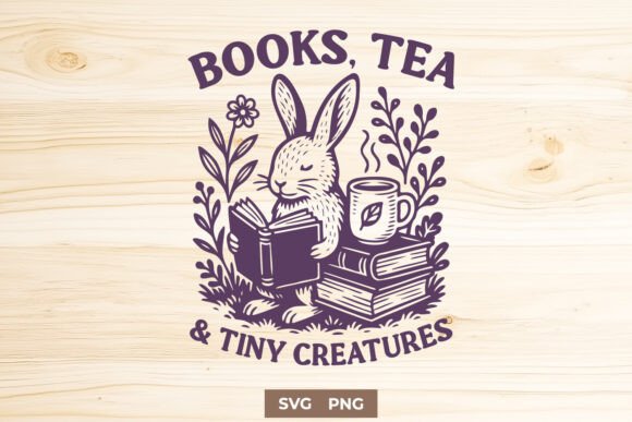 Books Tea and Tiny Creatures Cozy SVG