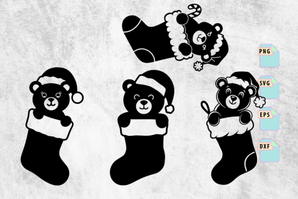 Christmas Bear in Stocking SVG Set