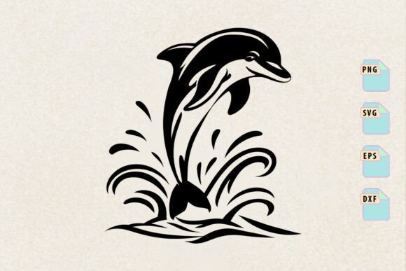 Dolphin Svg, Breaching Dolphin Clipart
