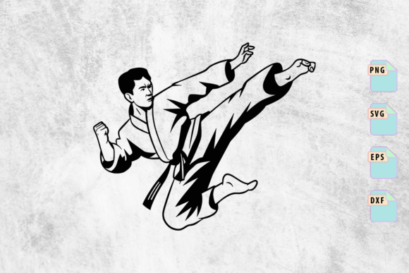 Flying Karate Kick SVG Clipart