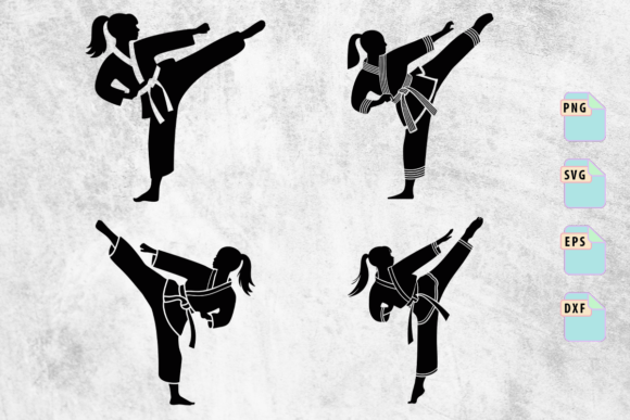 Karate Girl Silhouette SVG Bundle