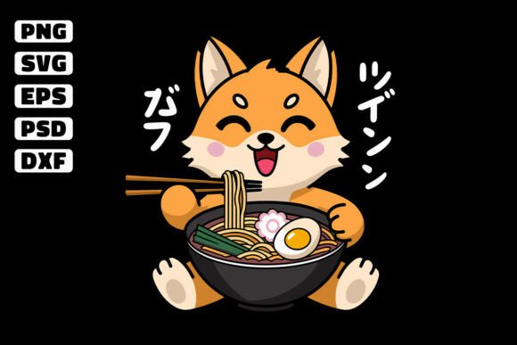 Kawaii Ramen Cute Anime Dog Corgi SVG