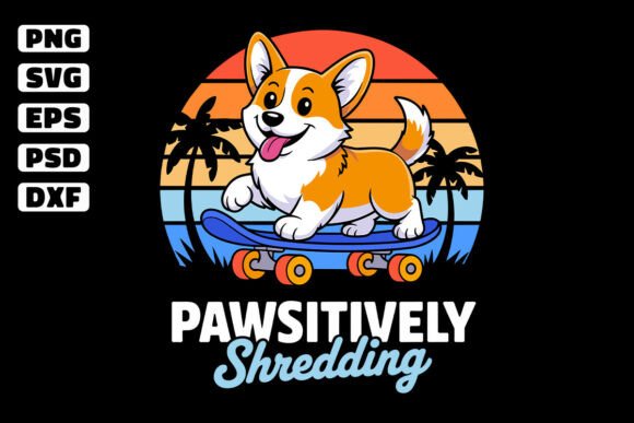 Pawsitively Shredding Sunset Corgi SVG