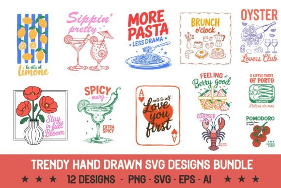 Retro Hand Drawn SVG Design Bundle