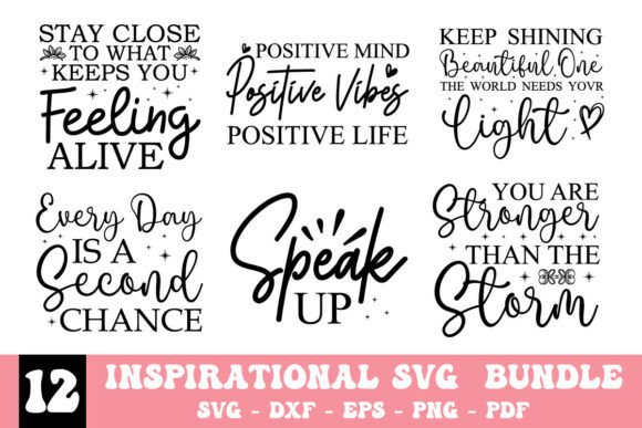 Twelve Inspirational Svg Quotes Bundle