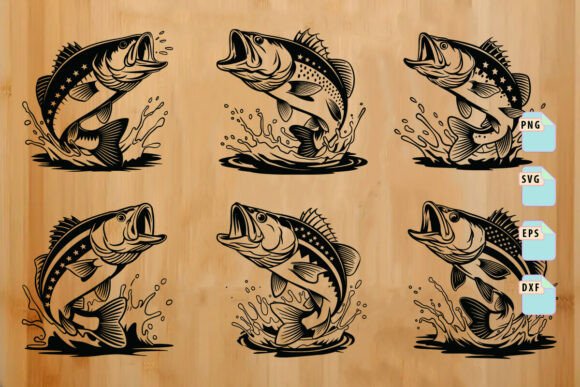 US Fish Svg Design Bundle, American Flag
