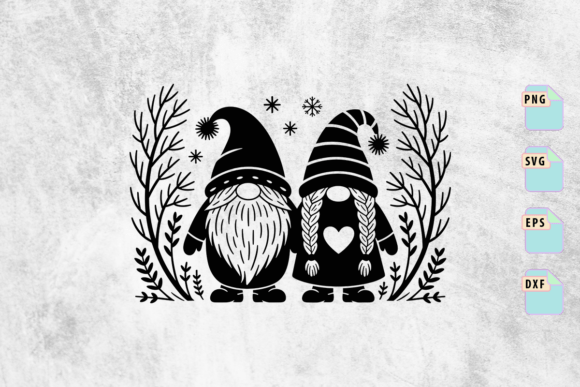 Winter Gnome Couple SVG Clipart